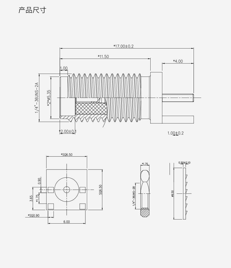 sma接头射频同轴连接器115牙接线端子ke偏脚母针内孔全铜镀真金