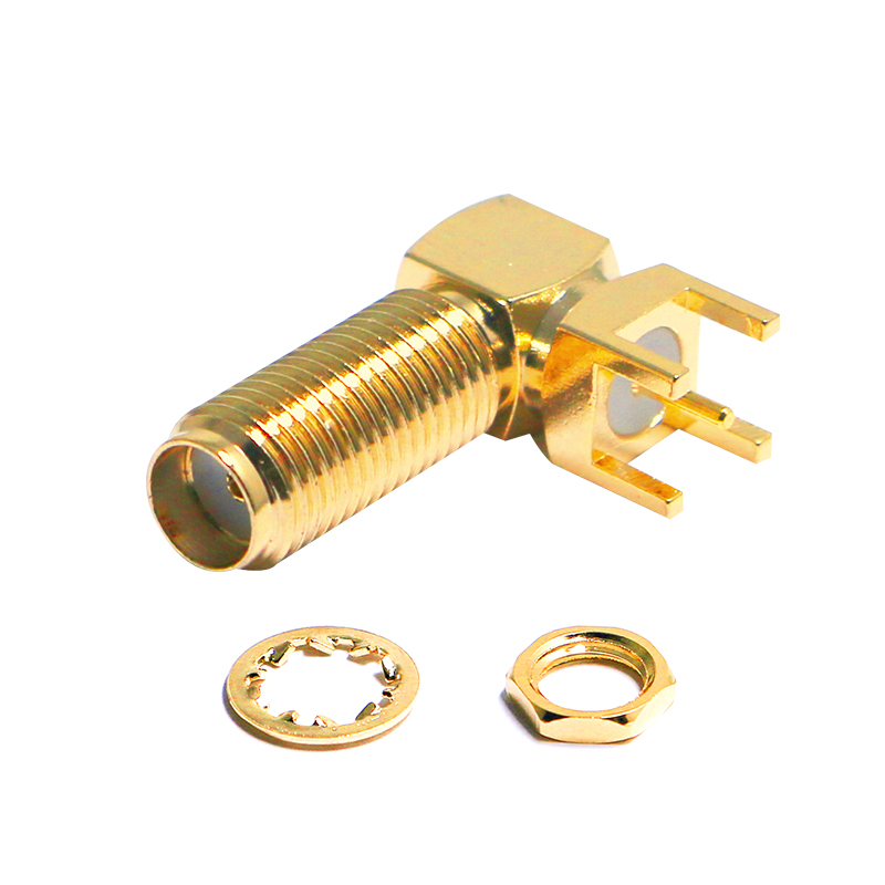 SMA接头14牙射频同轴连接器弯角KWE接线端子外螺纹母针全铜镀真金